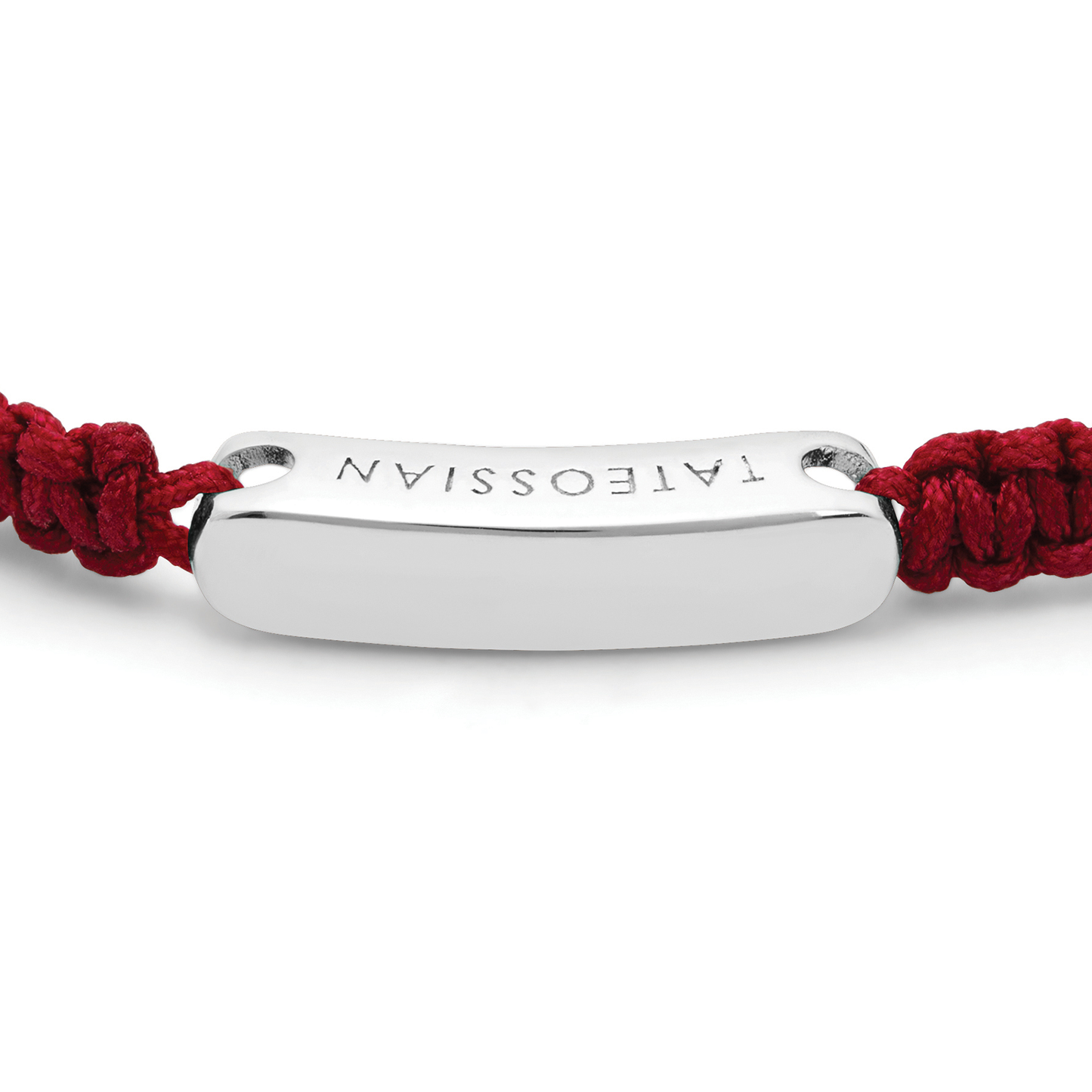 Macramé Bracelet In Red With Sterling Silver- Engravable