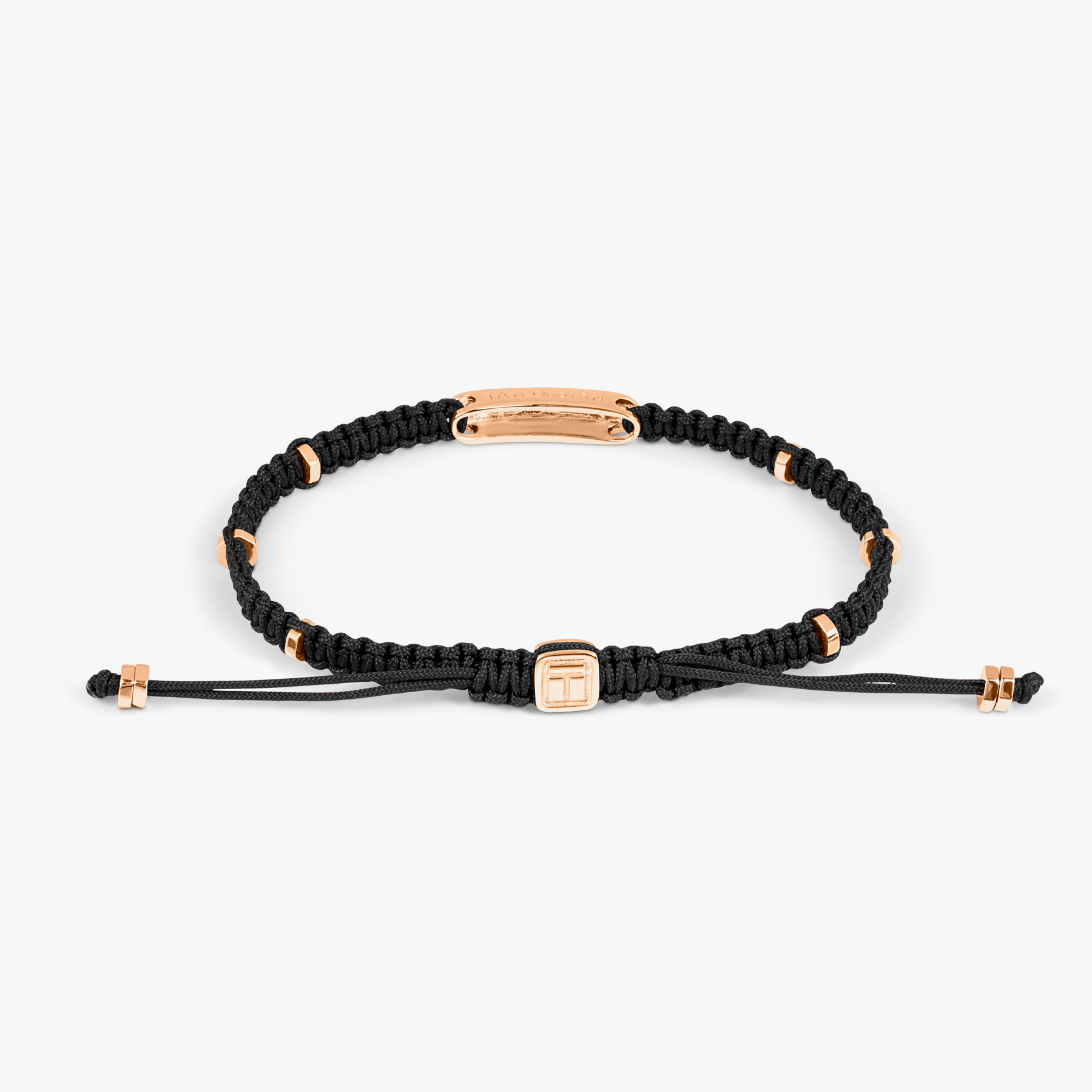 Macramé Bracelet In Black With Rose Gold- Engravable