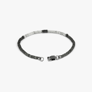 Croce Bamboo bracelet in grey and silver hematite with sterling silver