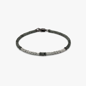 Croce Bamboo bracelet in grey and silver hematite with sterling silver