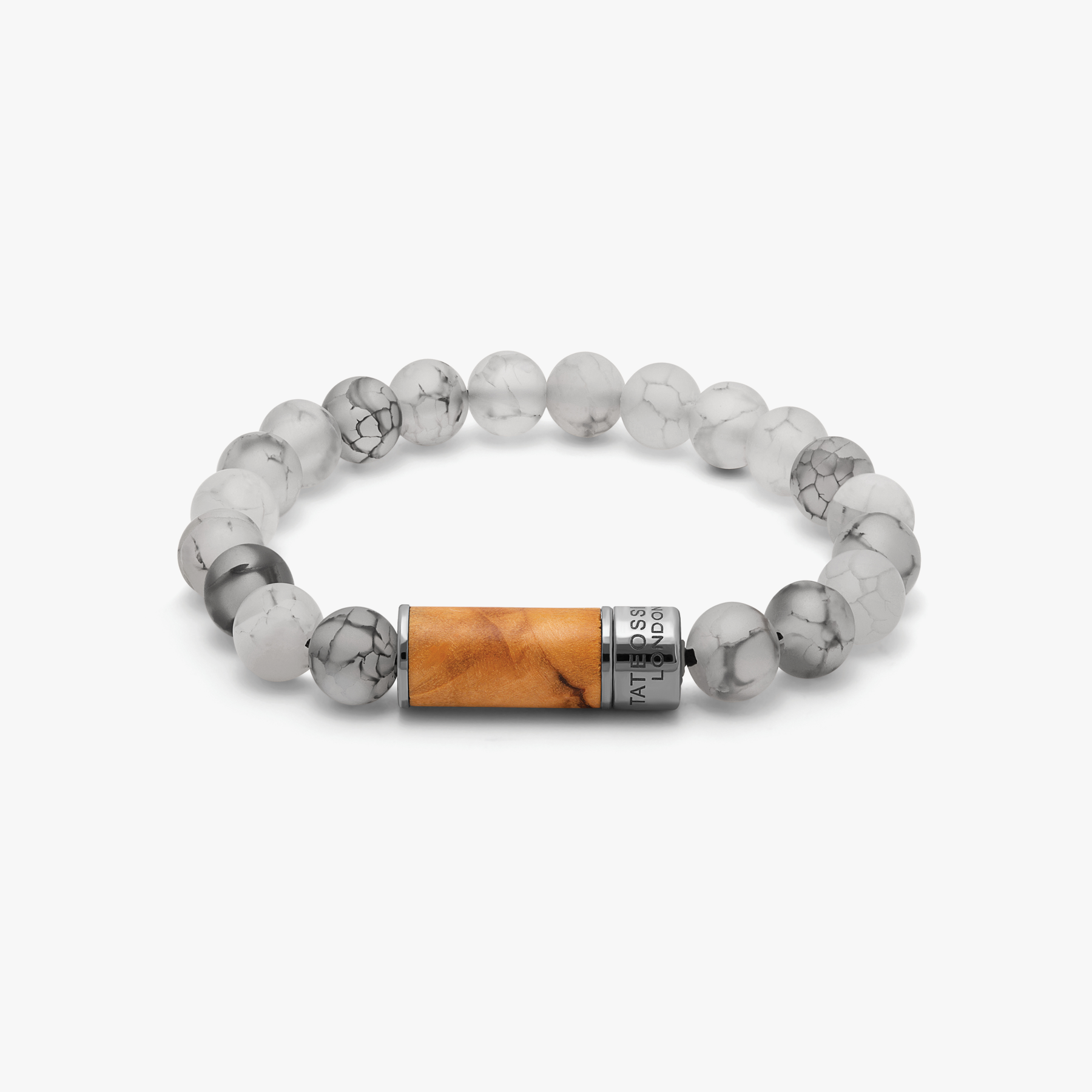Olivo Beaded Bracelet In Olive Wood With Frosted Fire Agate