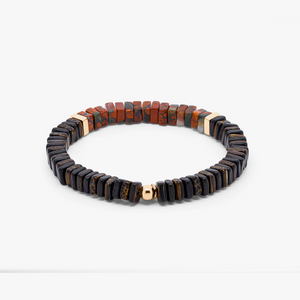 Legno bracelet in rainbow jasper, palm and ebony wood with rose gold plated sterling silver