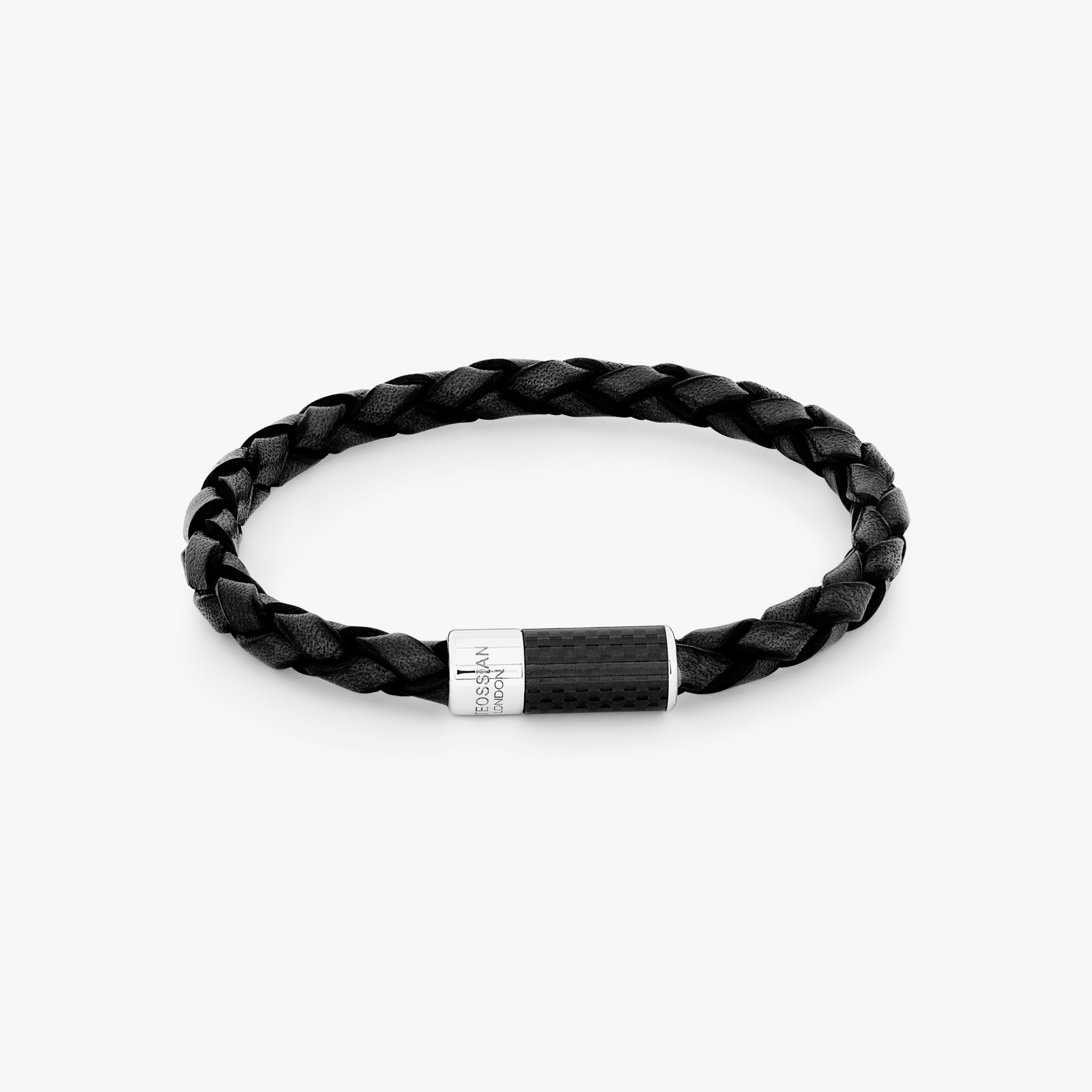 Black Stainless Steel Braided Carbon Woven Bracelet – Tateossian London