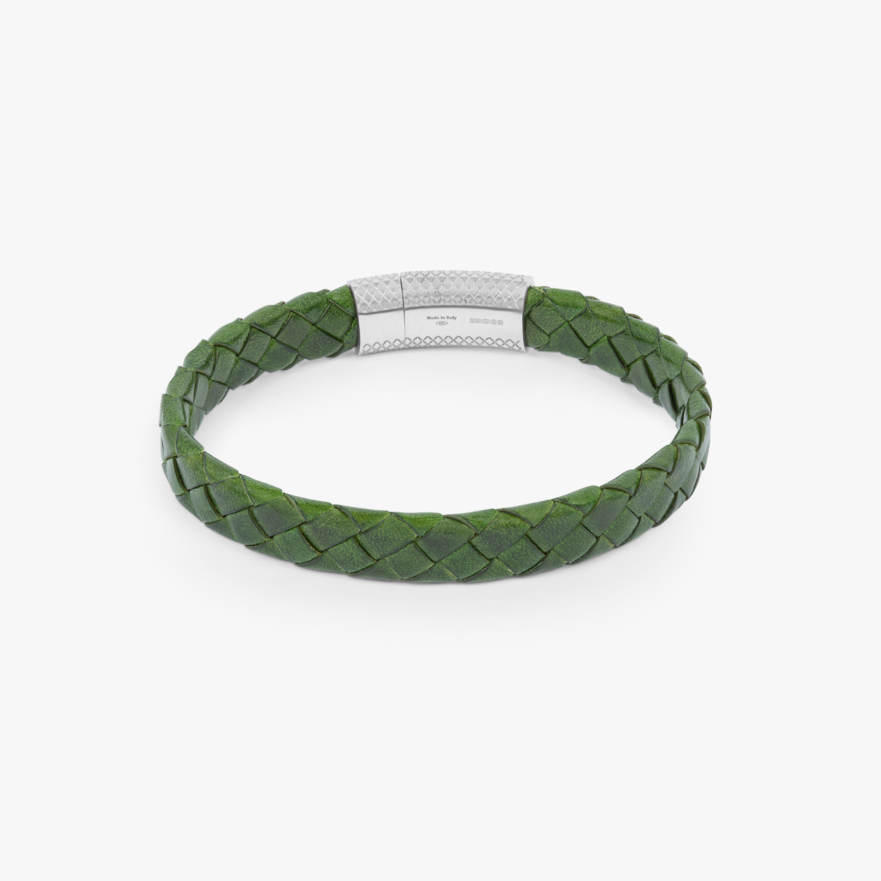 TATEOSSIAN London Dark Green Leather Bracelet with Stainless-steel cla