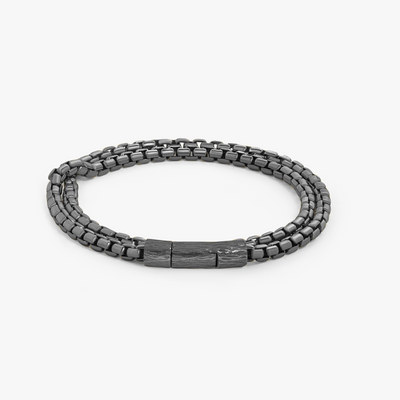 Black leather Diamond Giza bracelet – Tateossian USA