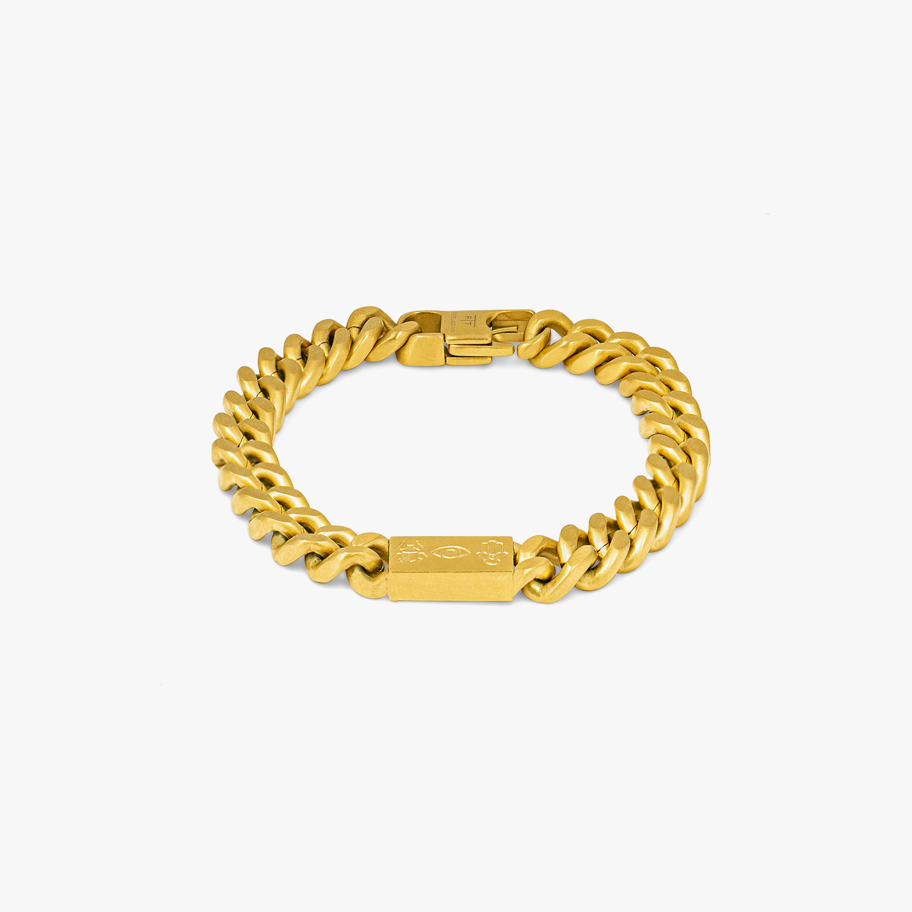 Tateossian Men's Diamond Giza Yellow Gold Clasp Leather Bracelet