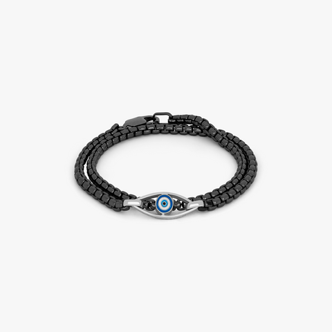 Catena Contrast bracelet with rhodium plated silver evil eye