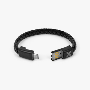 THOMPSON Lightning USB bracelet in black leather