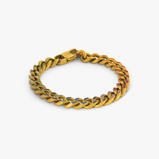 Yellow gold plated stainless steel Mechanicco Colorama bracelet