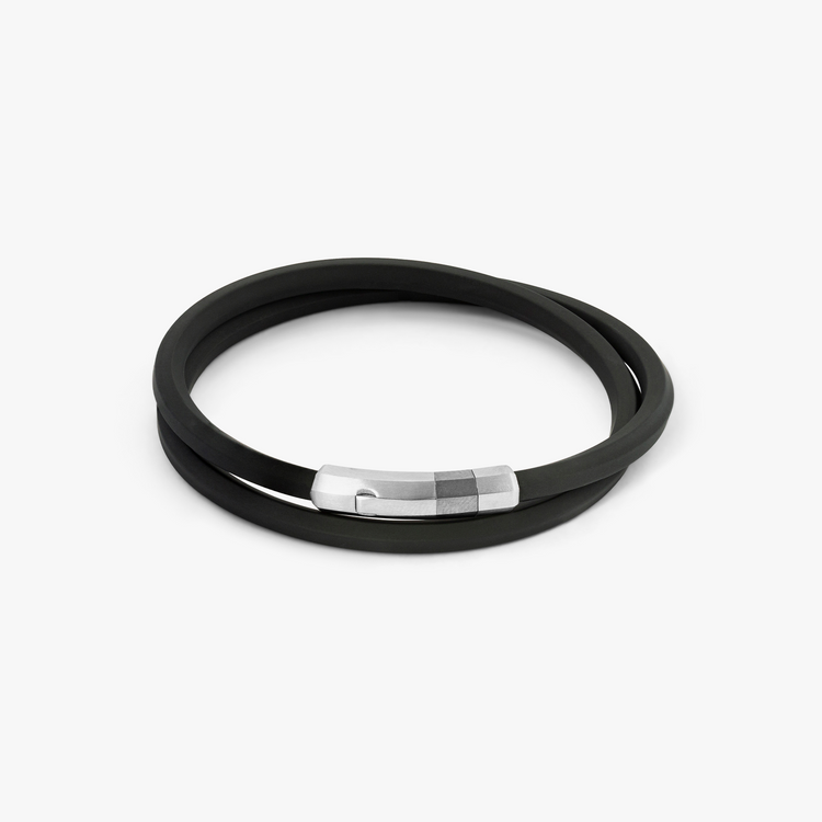 Manufacturer of Black color rubber oxodize pis bracelet ms-2587 | Jewelxy -  100708