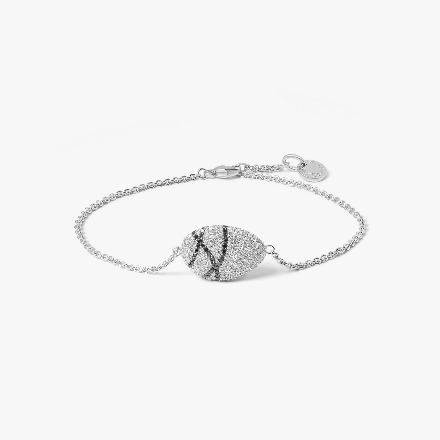 Pebble Bracelet In Sterling Silver With White and Black Diamonds