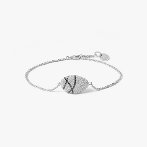 Sterling silver Pebble white diamond bracelet with black diamonds