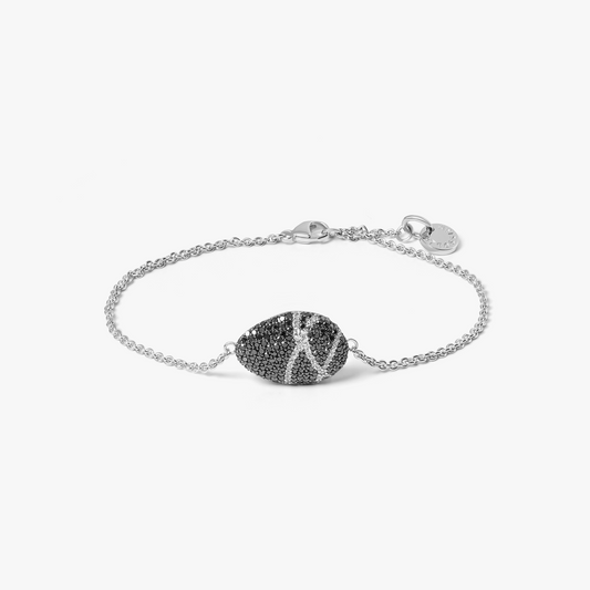 Pebble Bracelet In Sterling Silver with Black and White Diamonds