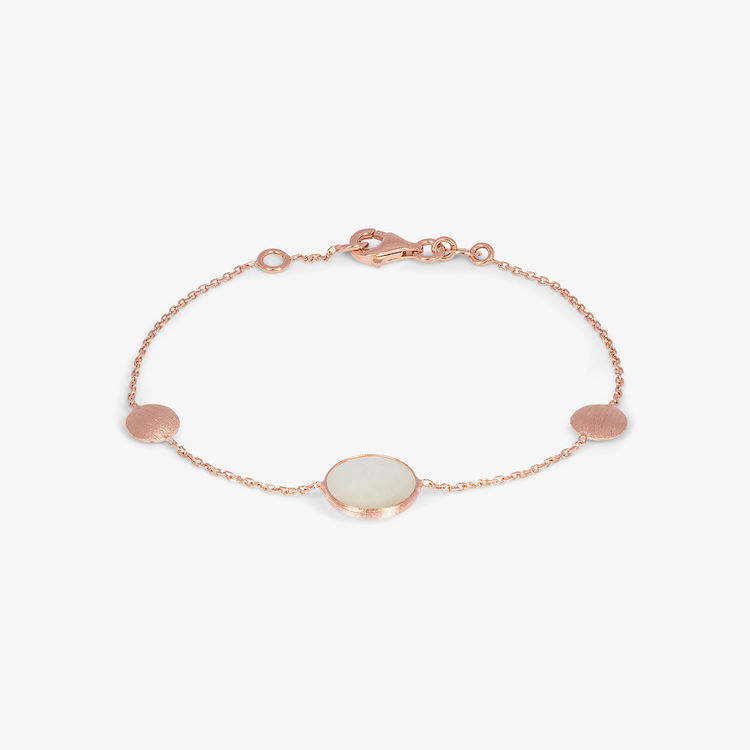 14K satin rose gold Kensington single stone bracelet in white