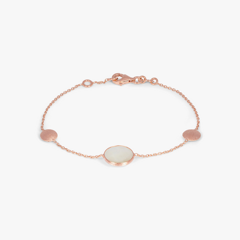 14K satin rose gold Kensington single stone bracelet in white mother of pearl