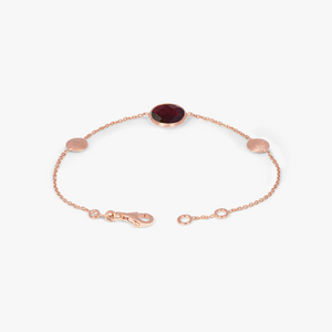 14k satin rose gold Kensington single stone bracelet in garnet