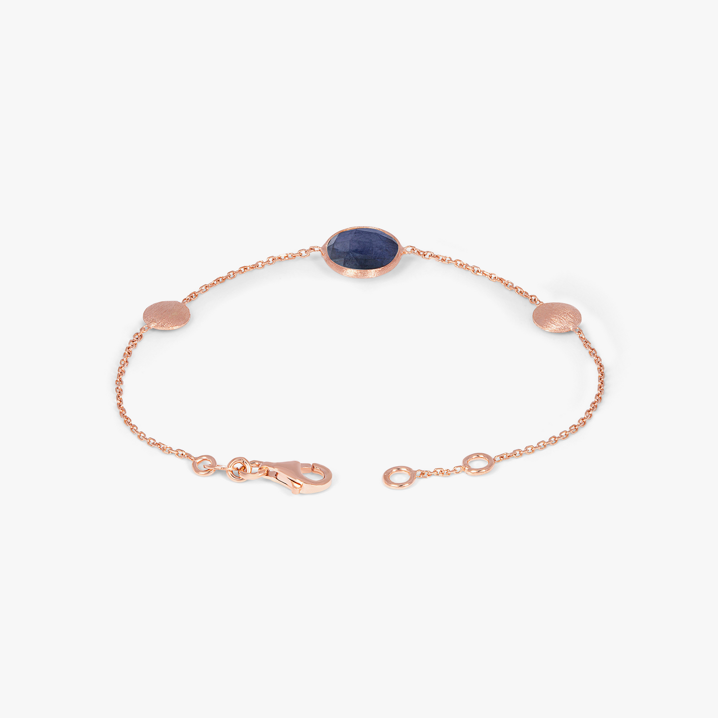 14k satin rose gold Kensington single stone bracelet in sapphire