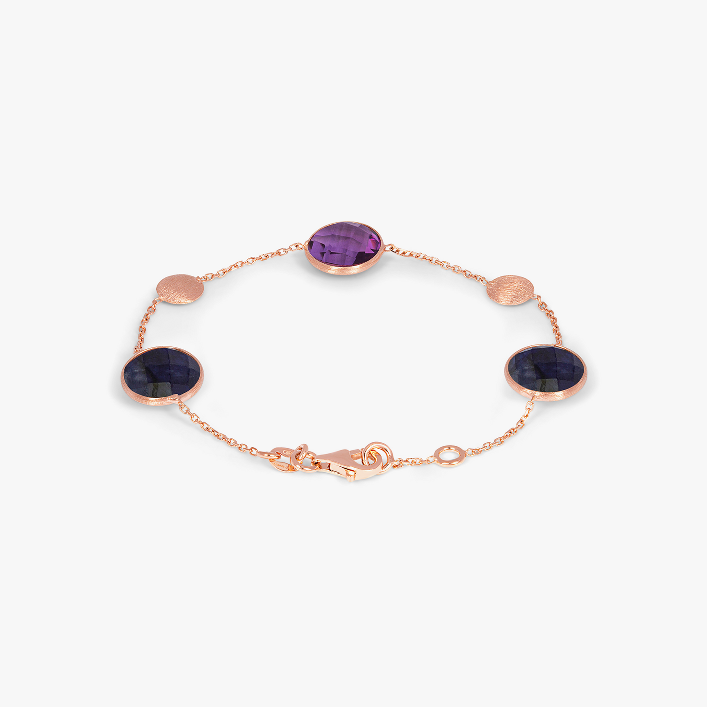 Kensington Bracelet in 14k Satin Rose Gold with Sapphire and Amethyst