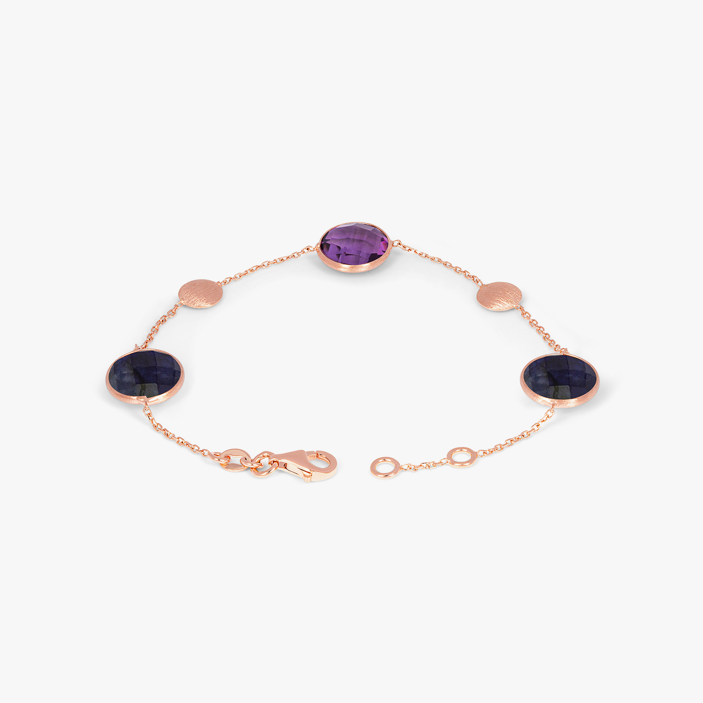 Kensington Bracelet in 14k Satin Rose Gold with Sapphire and Amethyst