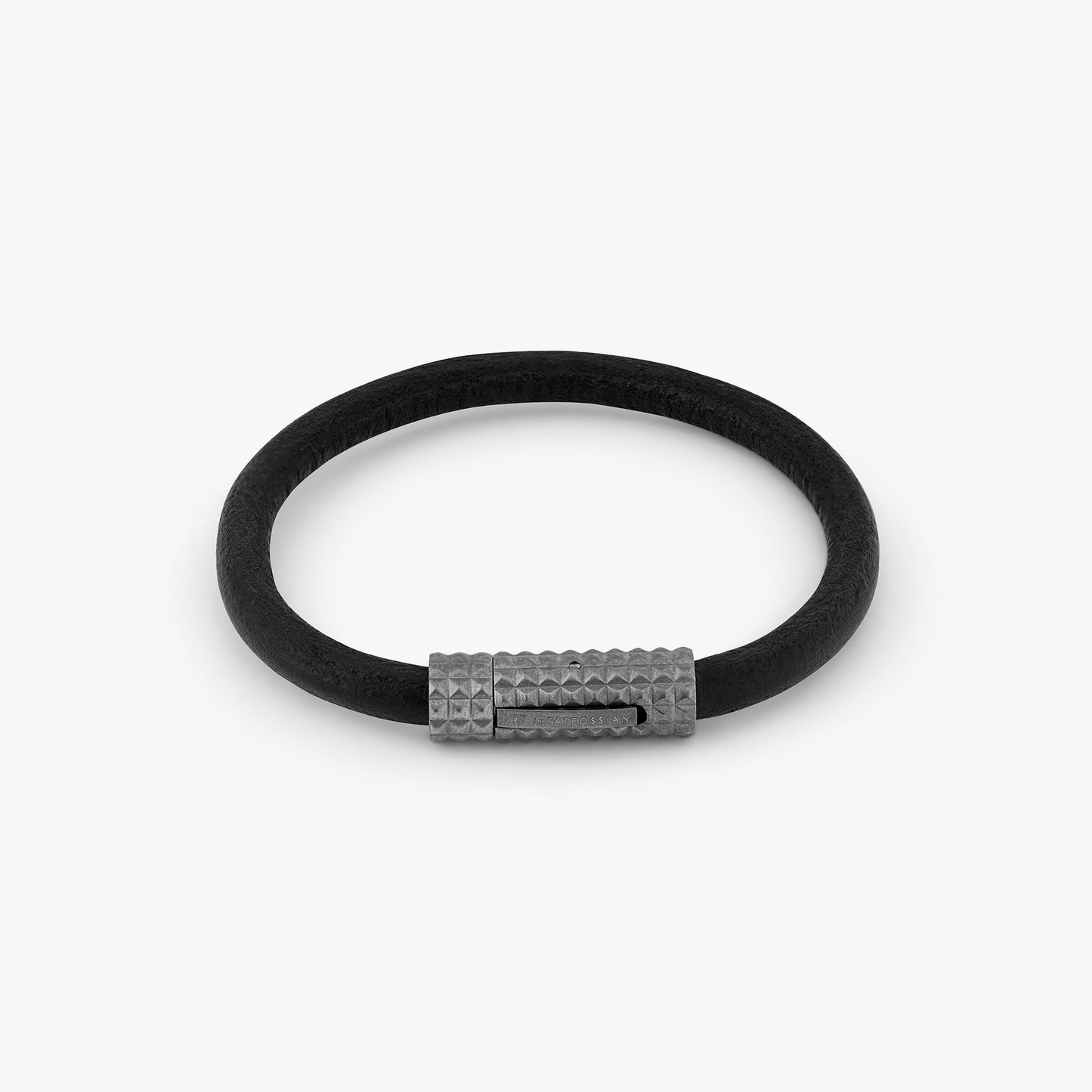 Diamond Giza Leather bracelet in black with Gunmetal plated