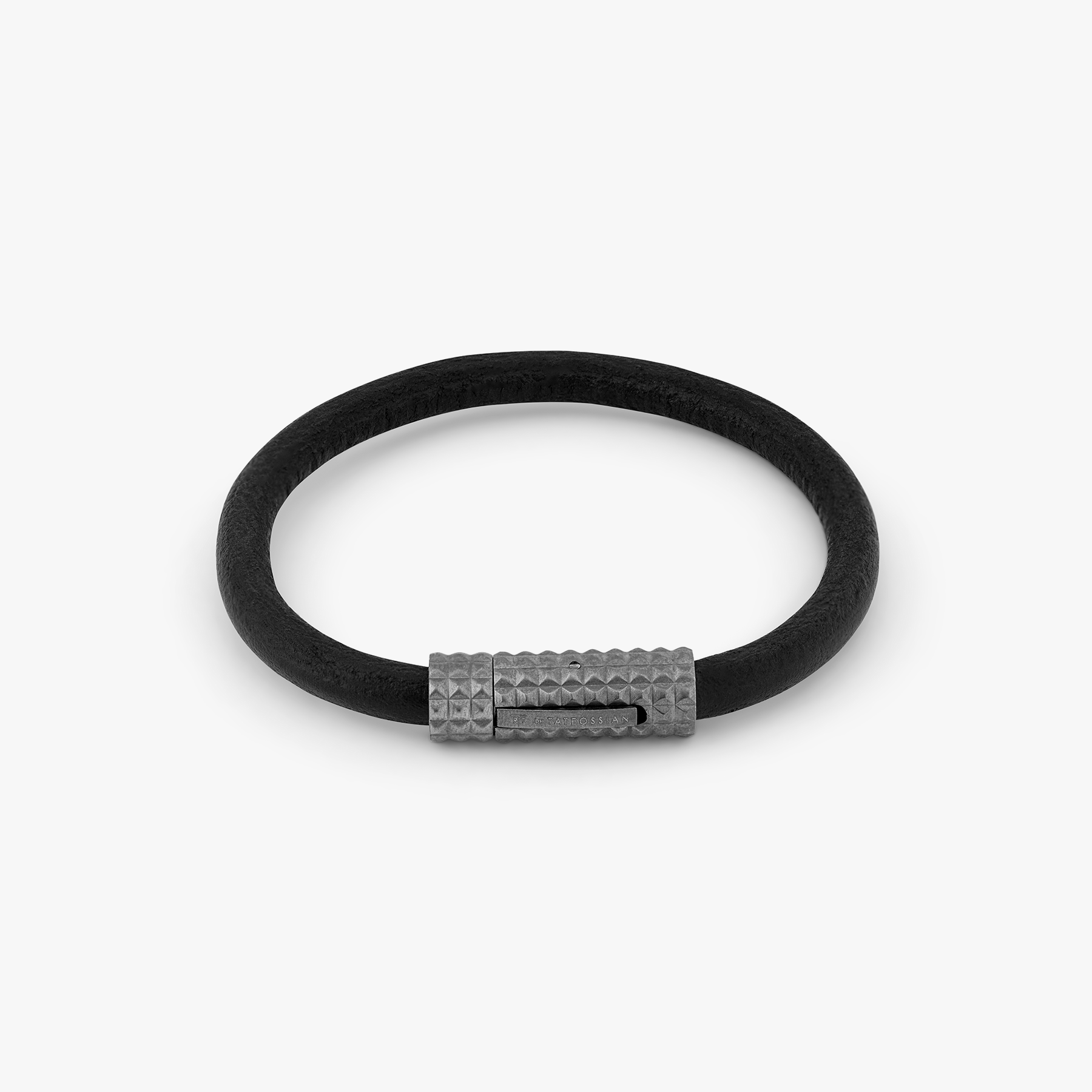 Diamond Giza Bracelet In Gunmetal Plated with Black Leather