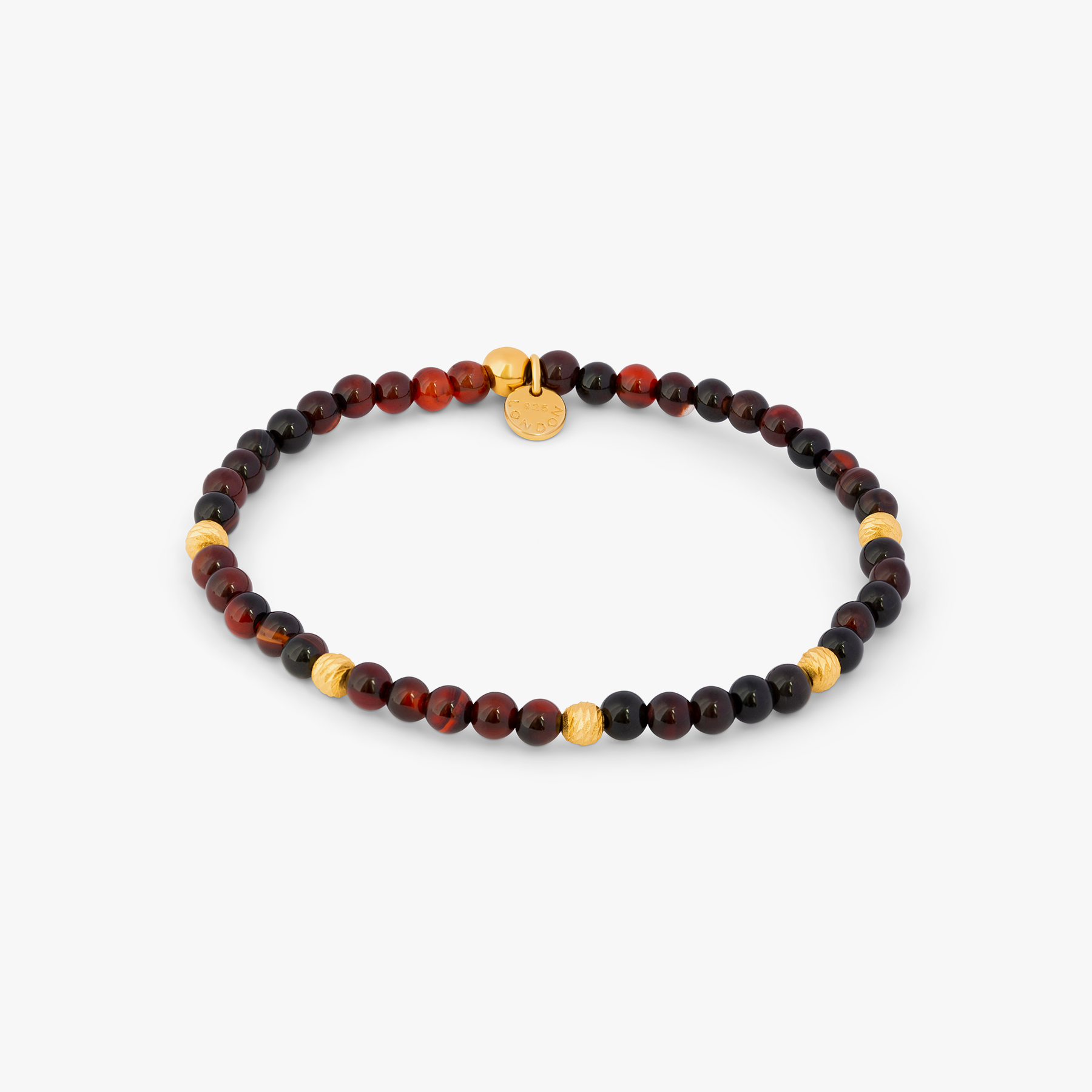Graffiato Sennit Bracelett In Yellow Gold Plated Silver with Red Agate