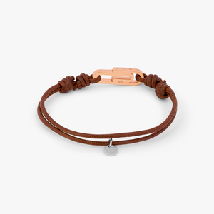 Rose gold plated sterling silver Paperclip macrame bracelet with wax cord