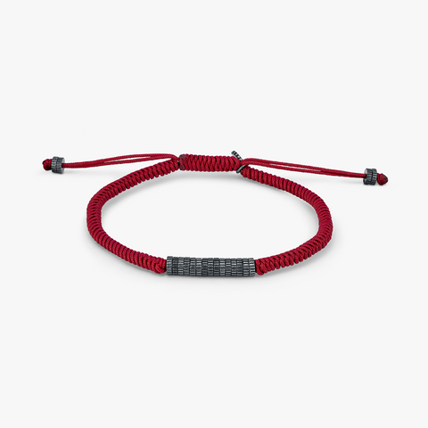 Red Rhodium Sterling Silver Macrame Serpente Gear Eco-Friendly Bracelet