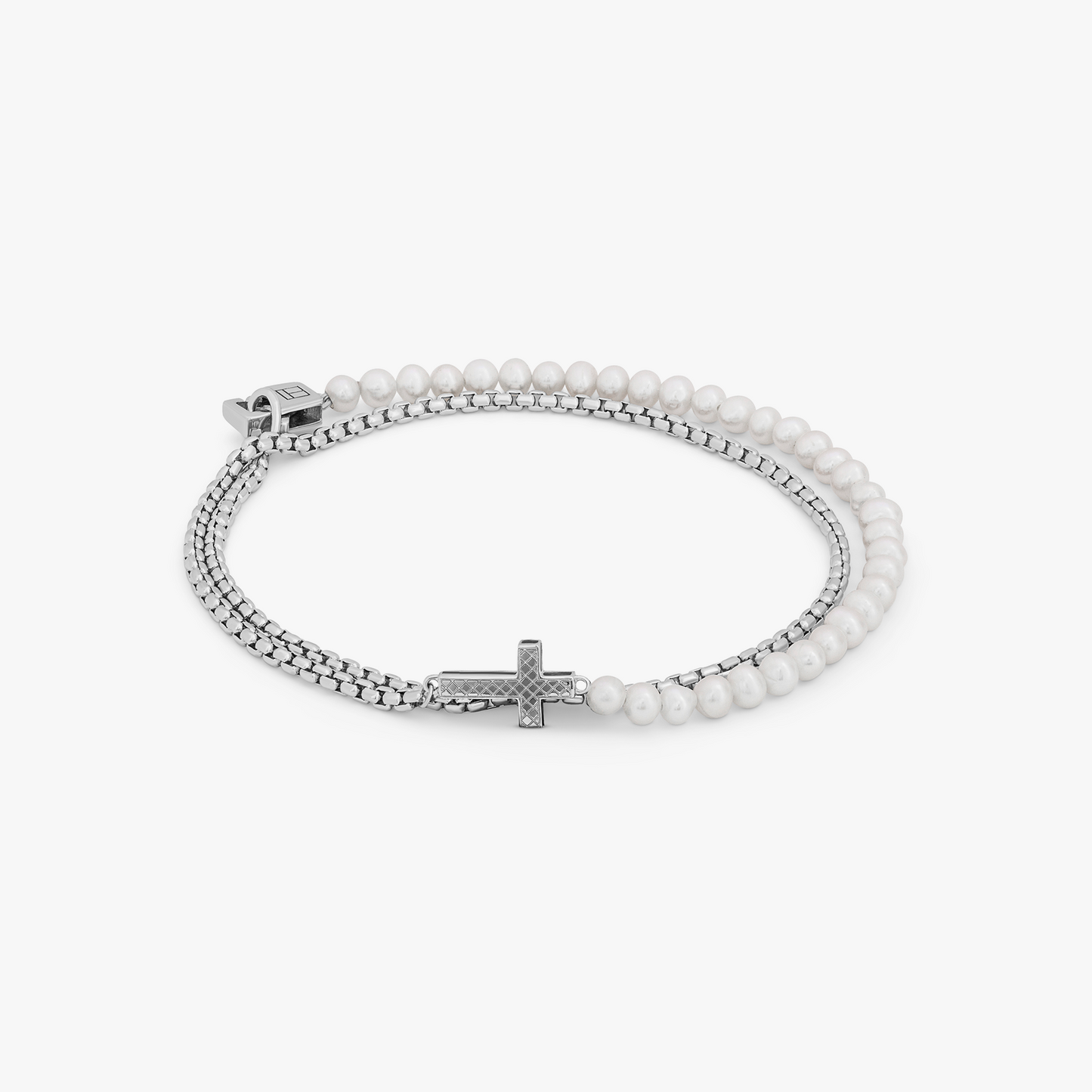 Ipanema Bracelet In Rhodium Plated Silver In White Freshwater Pearl