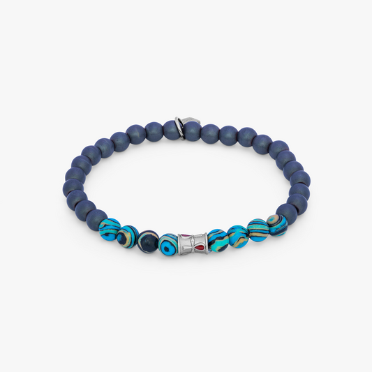 Thompson Blue Stainless Steel Ankh  Bracelet