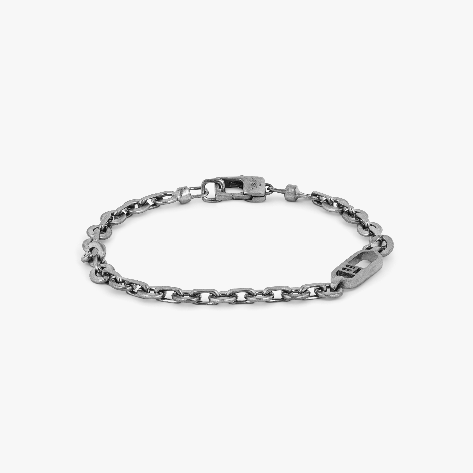 Pop Sleek Box Chain Bracelet In Rhodium Plated Silver – Tateossian London