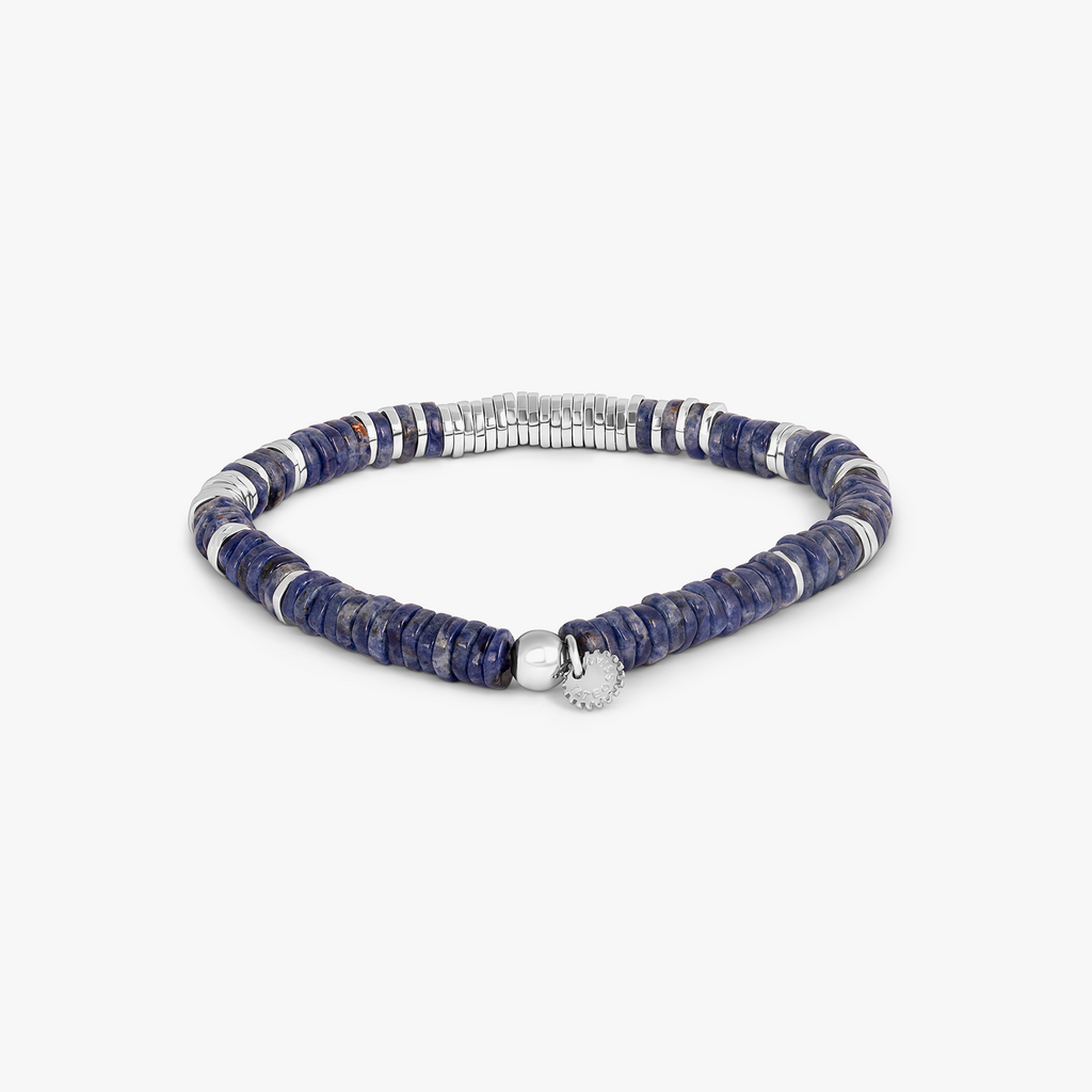 Constellation Beaded Bracelet in Rhodium Plated Sterling Silver with Sodalite
