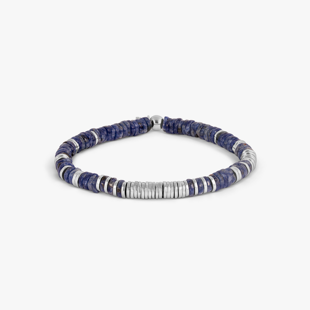 Constellation Beaded Bracelet in Rhodium Plated Sterling Silver with Sodalite
