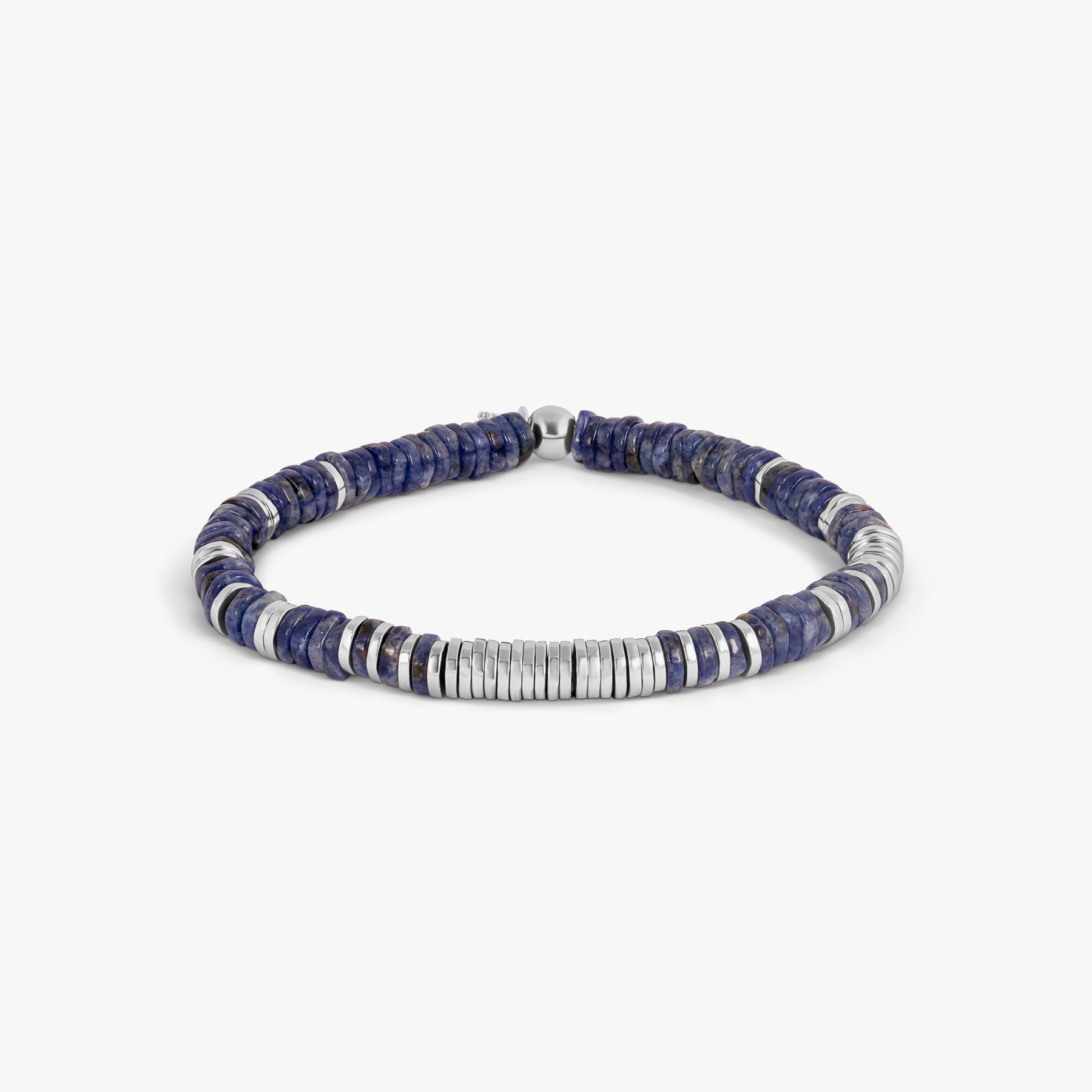 Constellation Beaded Bracelet in Rhodium Plated Sterling Silver with Sodalite