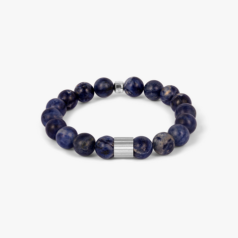 Maxi Pop Beaded Bracelet in Rhodium Silver with Blue Sodalite