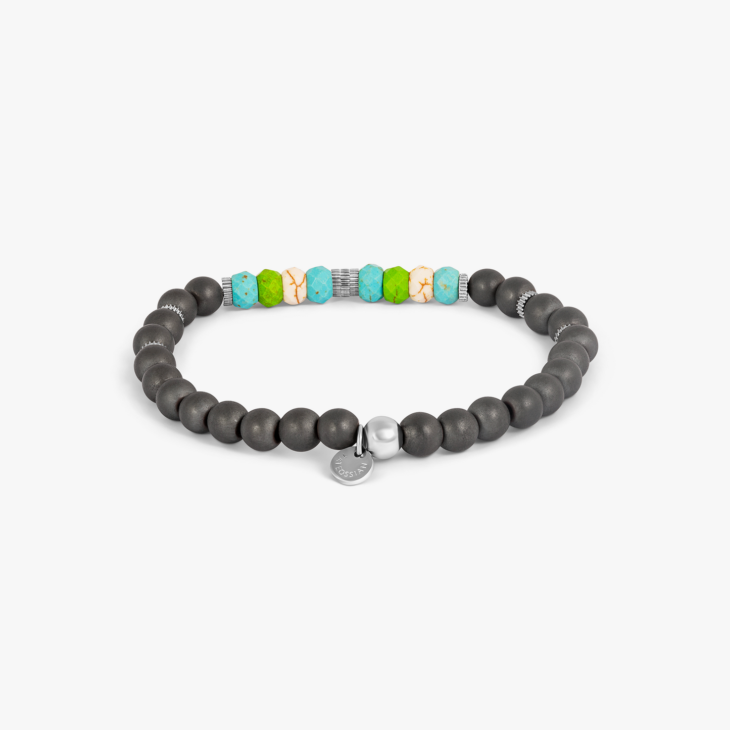 Copacobana Beaded Bracelet in Stainless Steel with Multi Colour Hematite