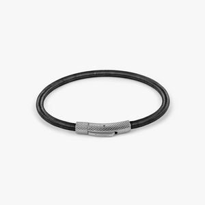 Seta Etched Click Nylon Bracelet in Stainless Steel with Black Coated Wire