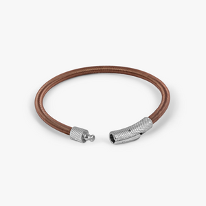Seta Etched Click Nylon Bracelet in Stainless Steel with Brown Coated Wire