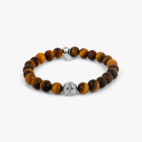 THOMPSON Dragon Beaded Bracelet in Stainless Steel with Tiger Eye
