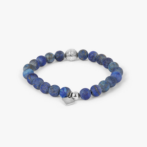 THOMPSON Dragon Beaded Bracelet in Stainless Steel with Lapis