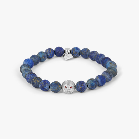 THOMPSON Dragon Beaded Bracelet in Stainless Steel with Lapis