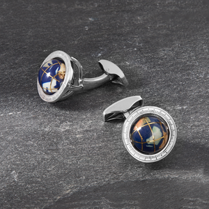 Globe Cufflinks In Lapis With Sterling Silver