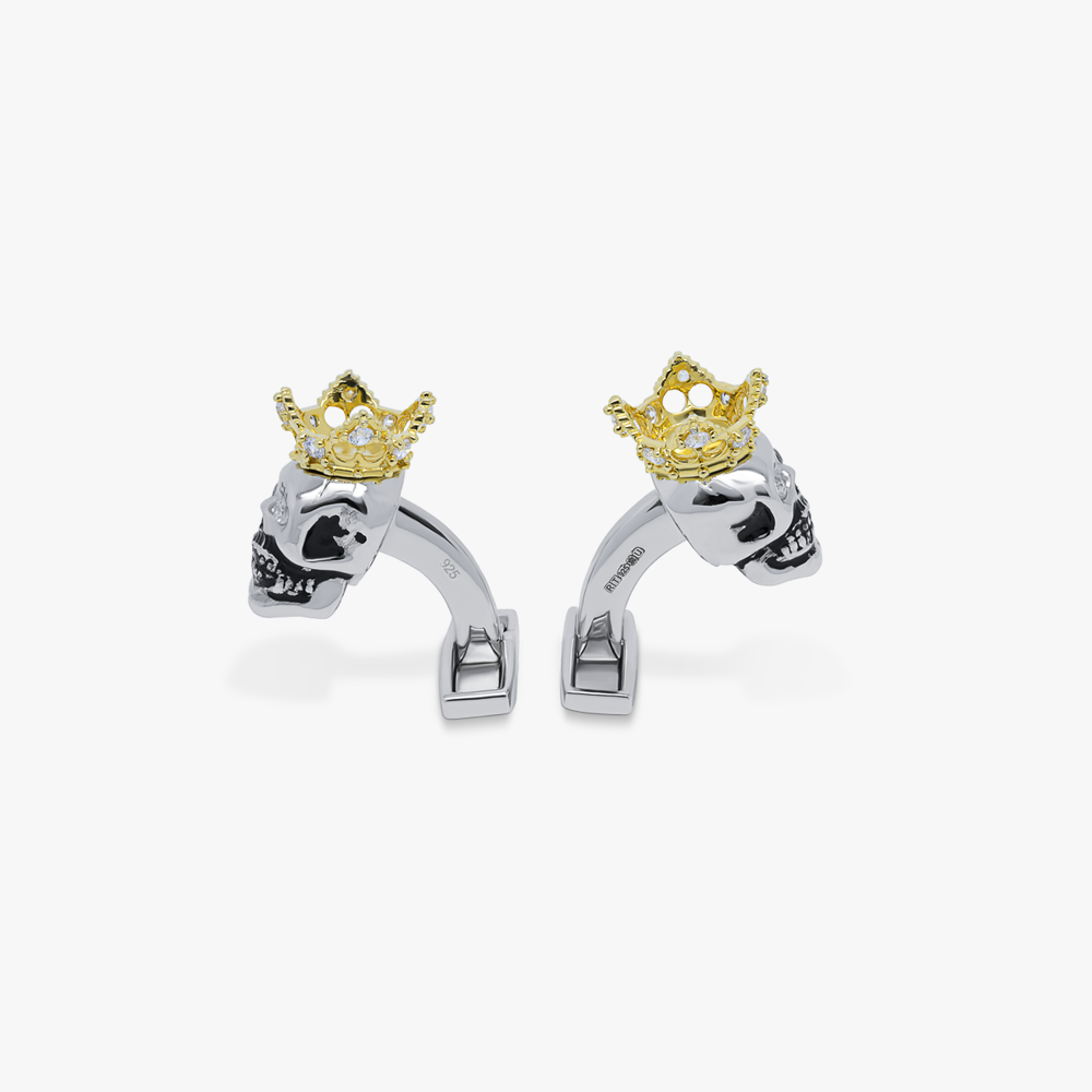 ビルウォールレザーキングベイビー/Crowned Skull Cufflinks