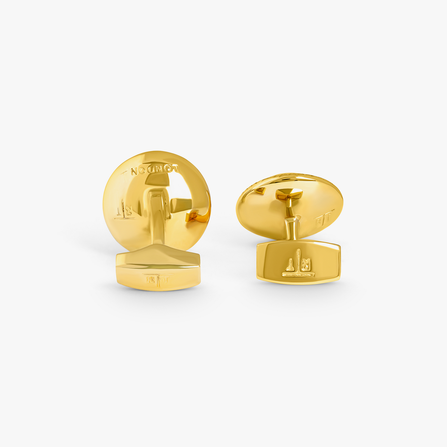 Bullseye Semi Precious Cufflinks In Yellow Plated with MOP