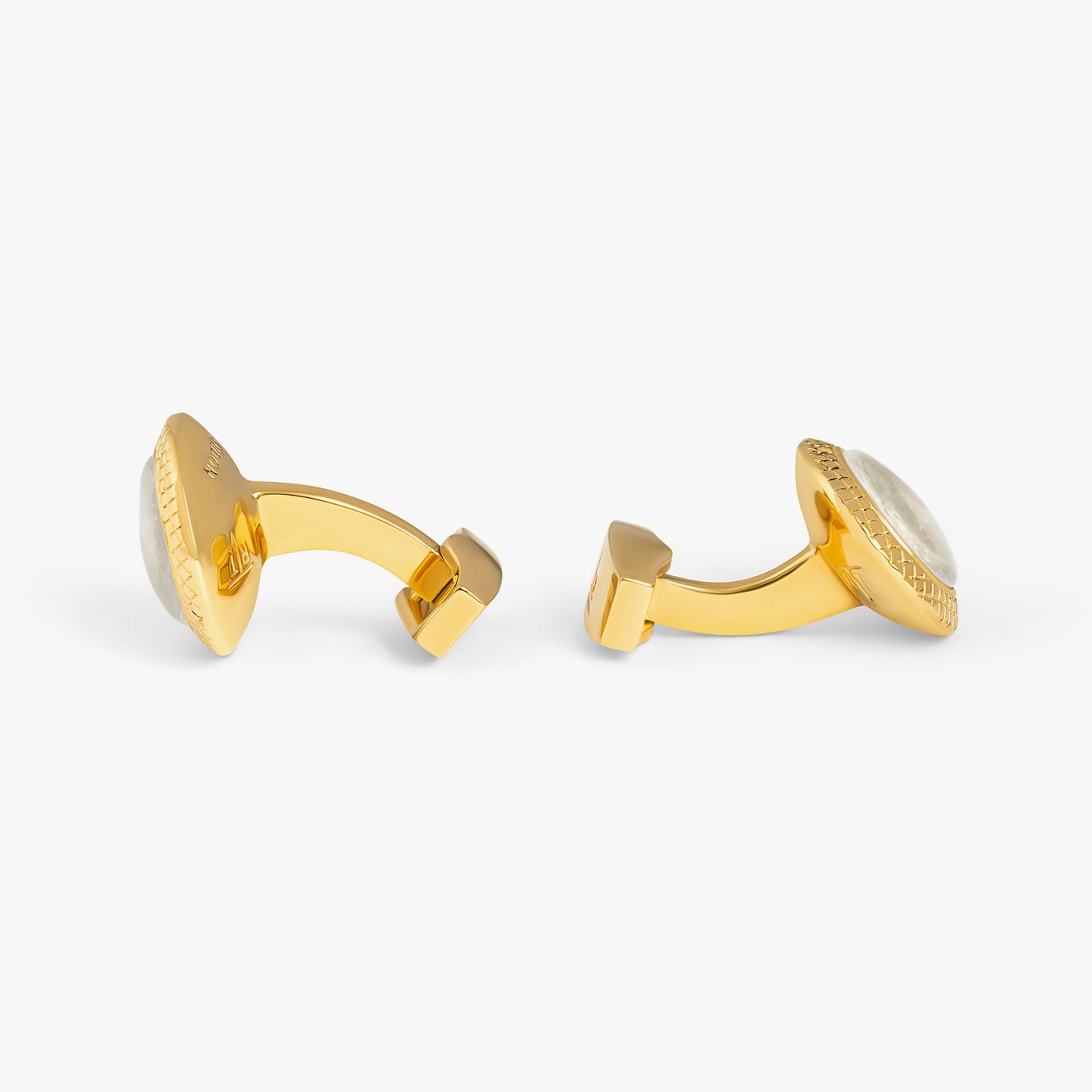 Bullseye Semi Precious Cufflinks In Yellow Plated with MOP