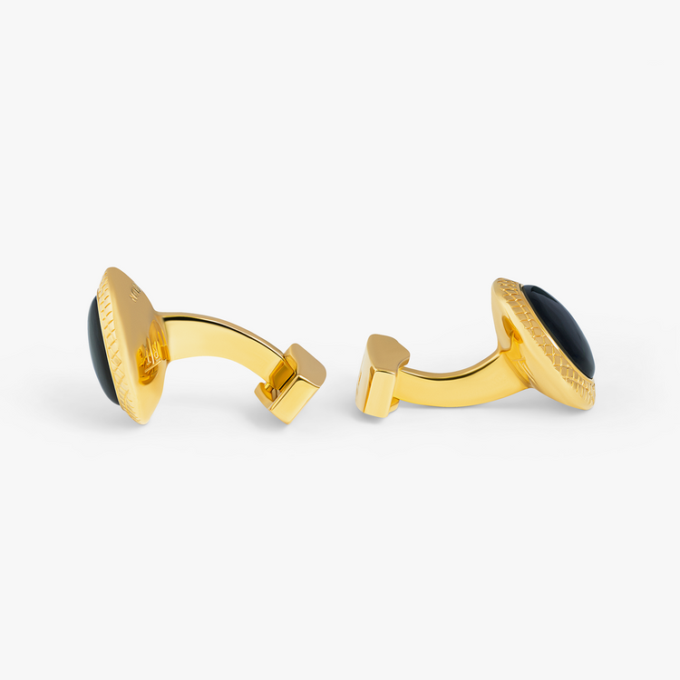 Yellow plated Bullseye cufflinks with onyx – Tateossian USA