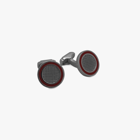 THOMPSON Bamboo Web cufflinks with burgundy enamel