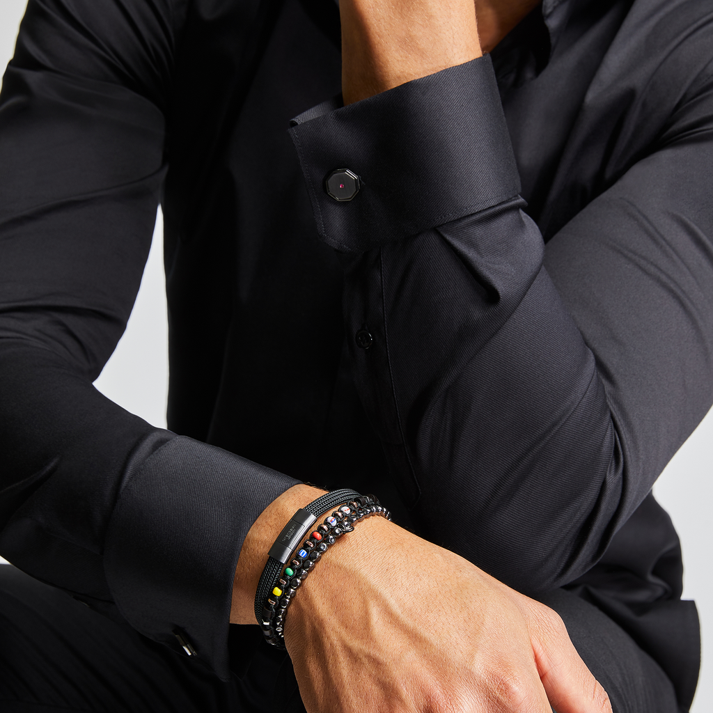 Classic London Eye Cufflinks With Ruby In Black Rhodium Silver