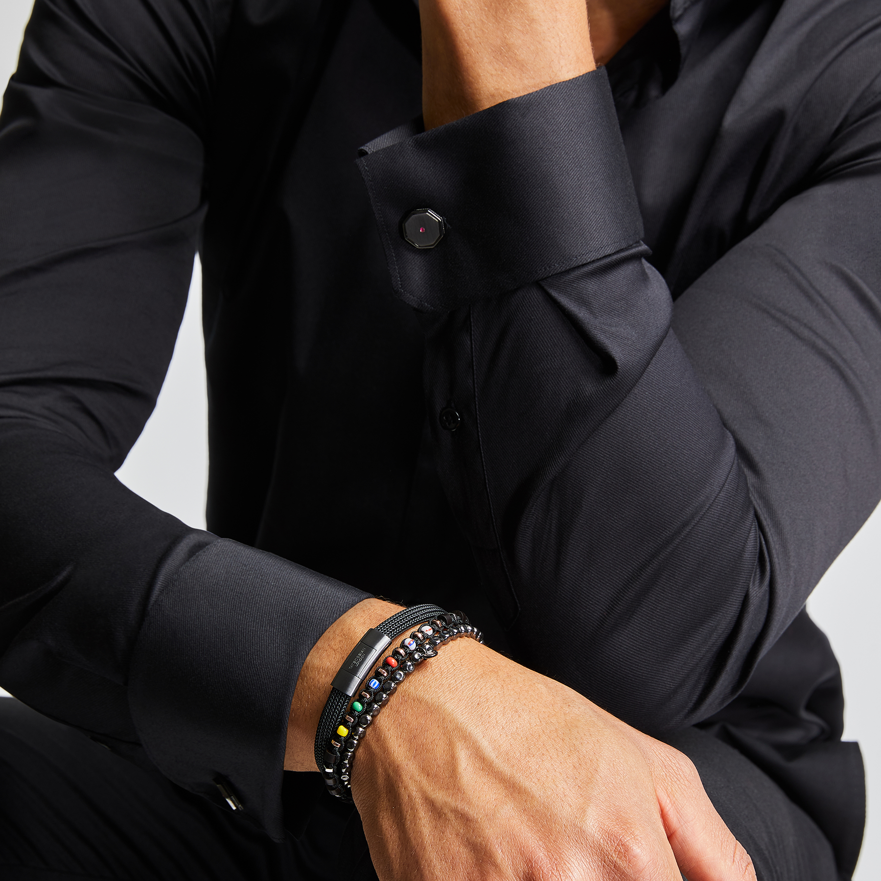 Classic London Eye Cufflinks With Ruby In Black Rhodium Silver