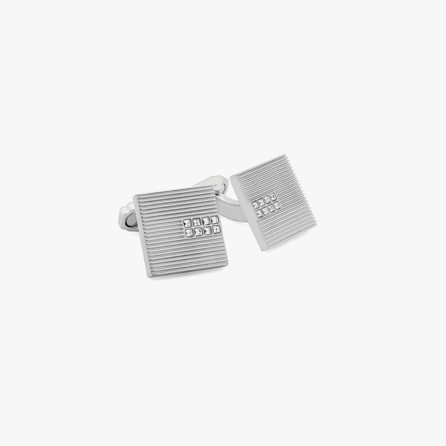 THOMPSON Bombato cufflinks with rhodium finish and Swarovski elements